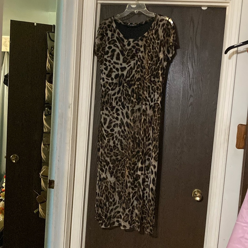 Leopard print long blouse with lining